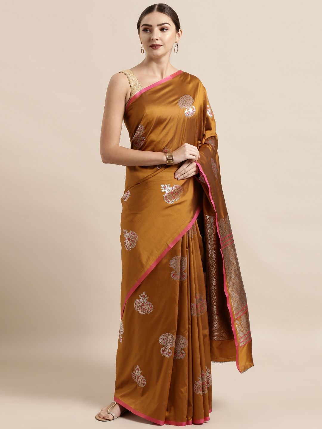 

VASTRANAND Ethnic Motifs Zari Woven Banarasi Saree, Mustard