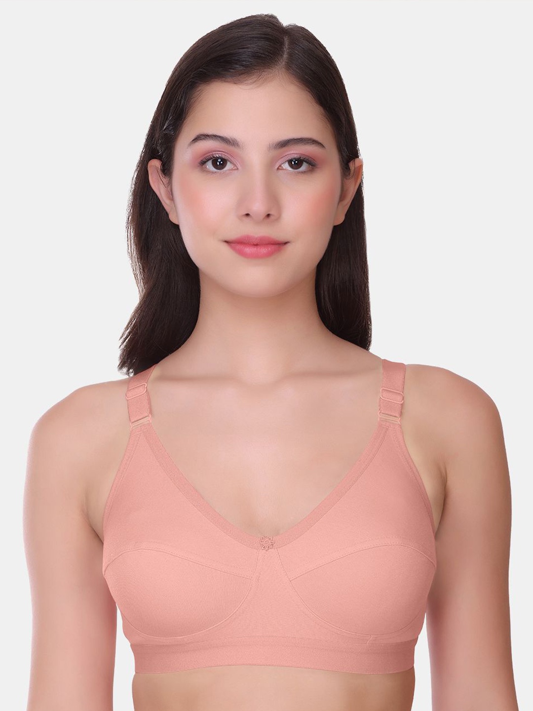 

POOJA RAGENEE Full Coverage Cut and Sew Anti Odour Cotton Non Padded T-shirt Bra, Pink