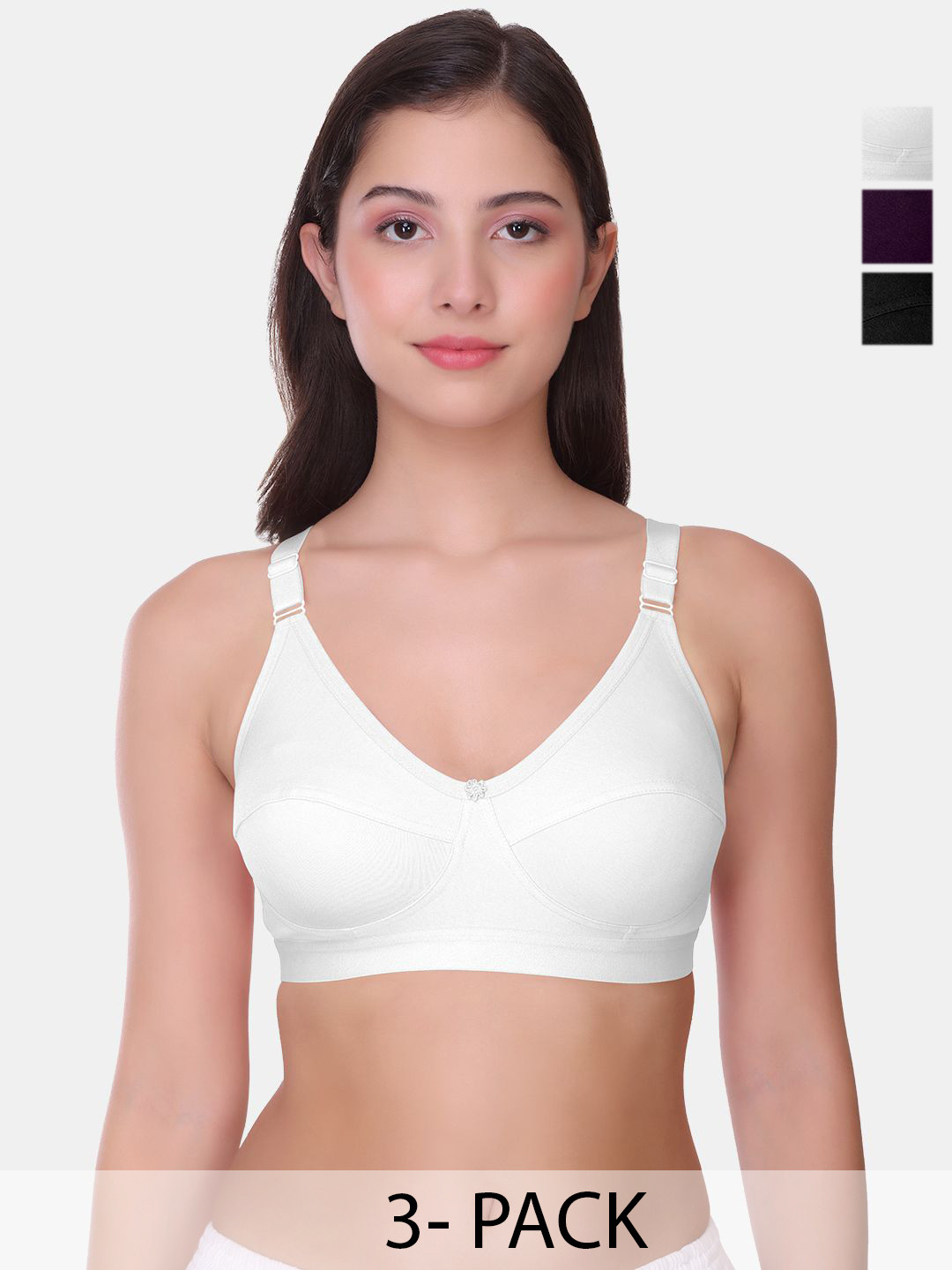 

POOJA RAGENEE Pack of 3 Full Coverage T-shirt Bra, White