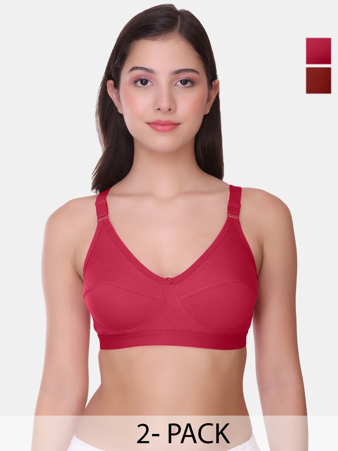 

POOJA RAGENEE Pack Of 2 Women Full Coverage Lightly Padded Bra, Red