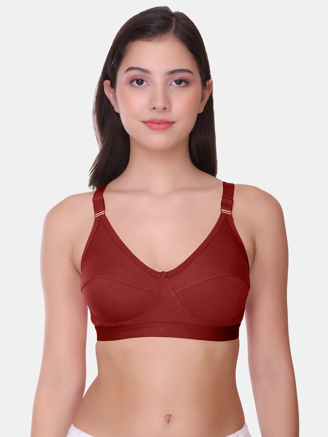 

POOJA RAGENEE Women Solid Non Wired Non Padded Full Coverage Tshirt Bra, Maroon