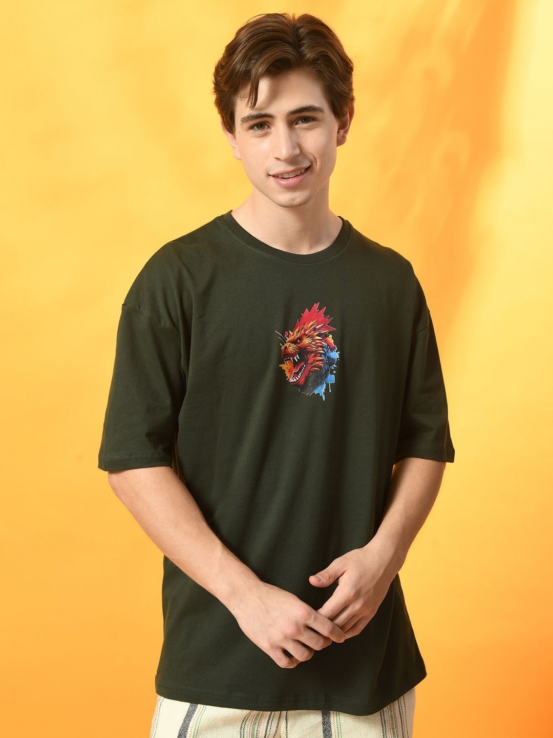 

FITINC Men Printed Bio Finish T-shirt, Green