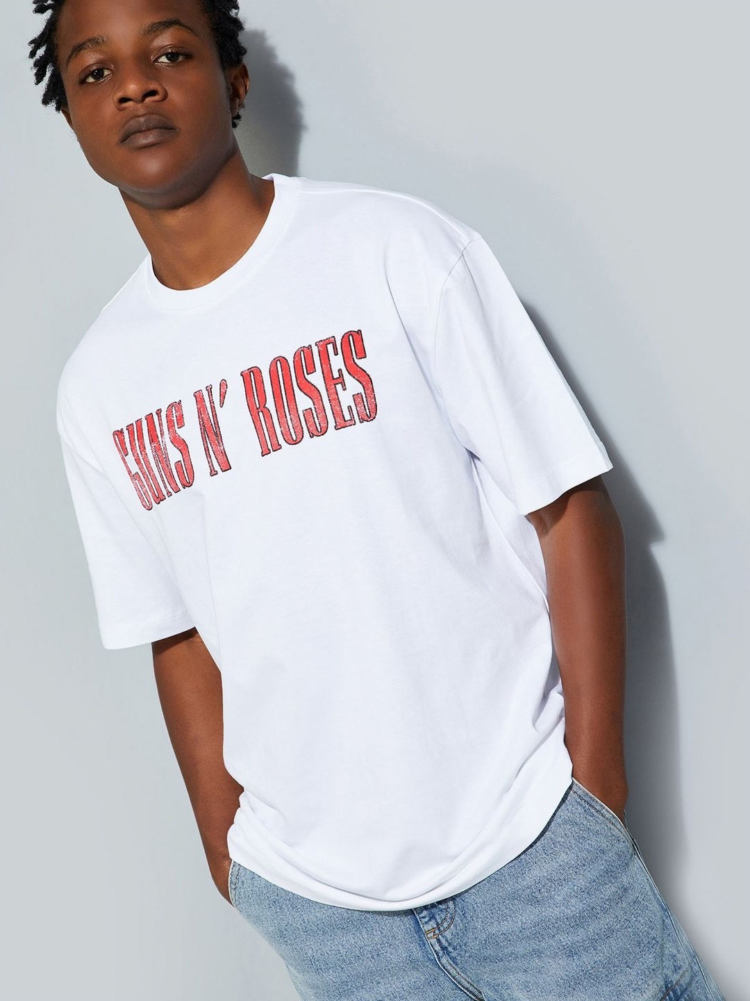 

max URB_N Men Oversized Back Printed T-shirt, White