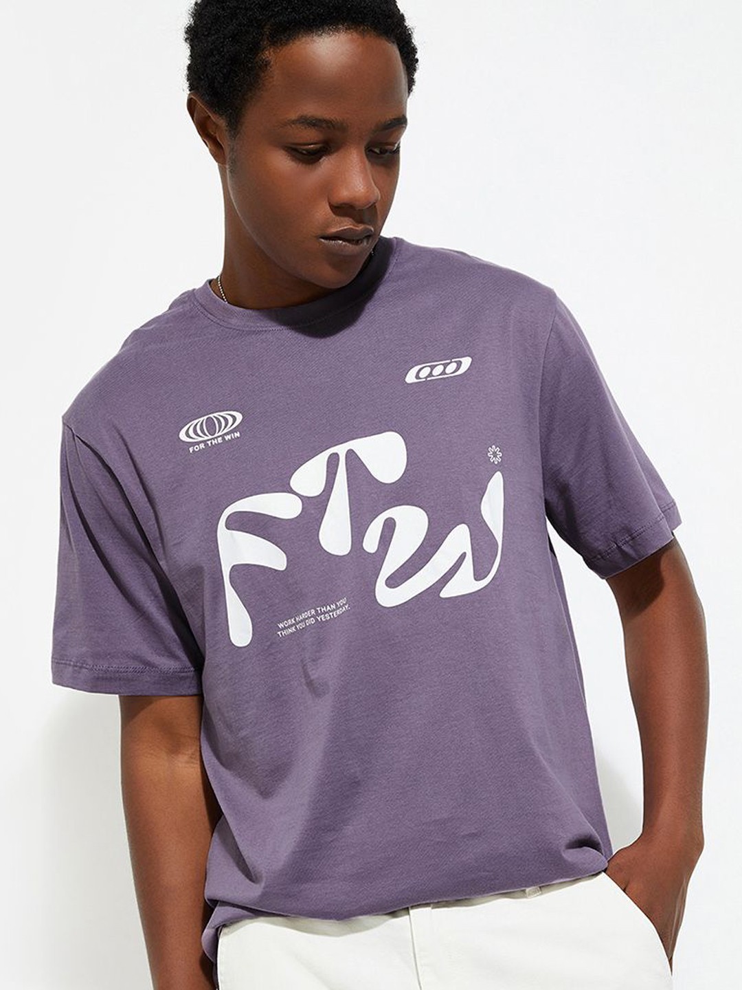 max URB_N Men Regular Fit Graphic Printed T-shirt, Purple