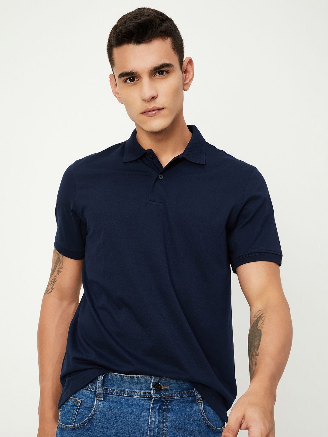 

max Men Polo Collar T-shirt, Navy blue