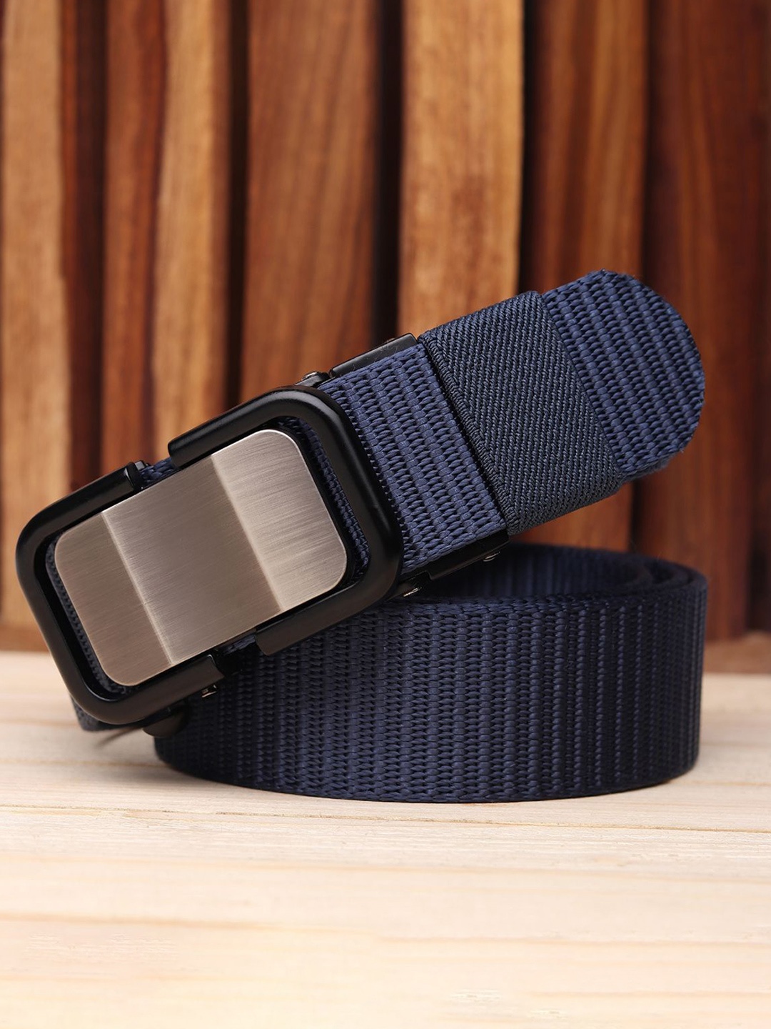 

The Roadster Lifestyle Co Men Textured Canvas Casual Belt, Blue