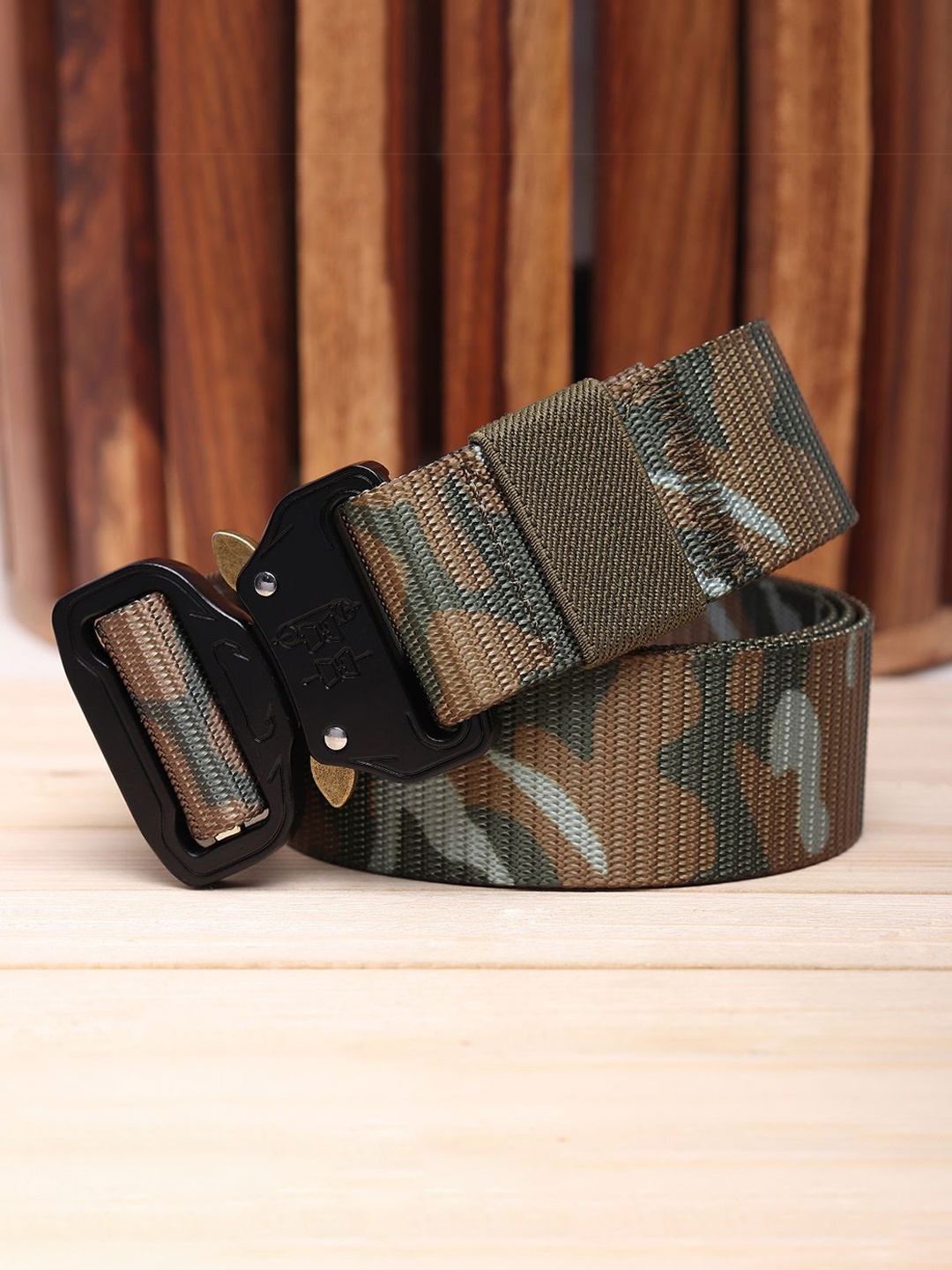 

The Roadster Lifestyle Co Men Textured Canvas Casual Belt, Brown