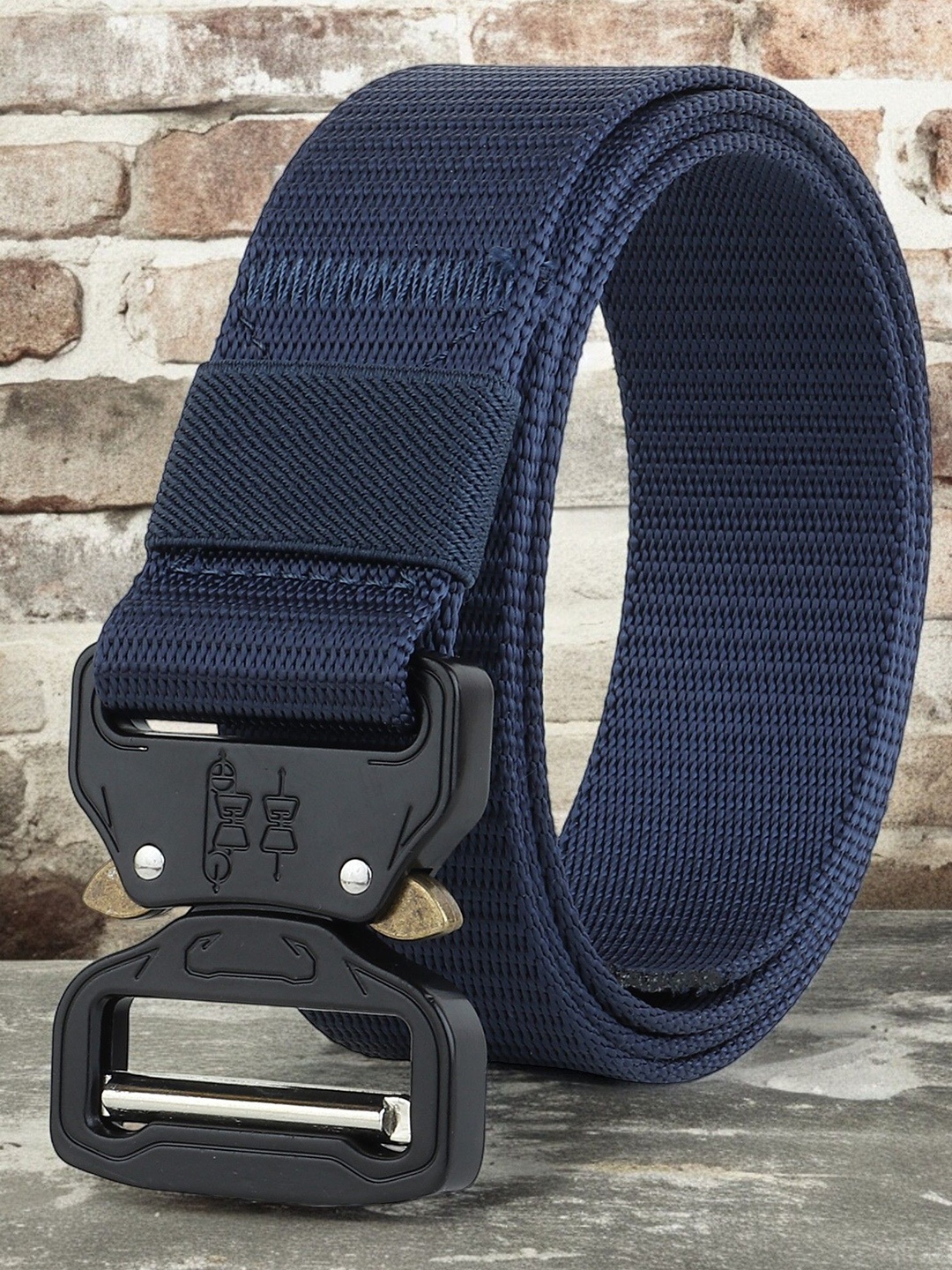 

The Roadster Lifestyle Co Men Textured Casual Belt, Blue