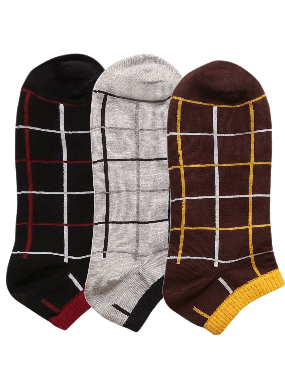 

N2S NEXT2SKIN Men Pack Of 3 Seamless Checked Ankle-Length Socks, Black