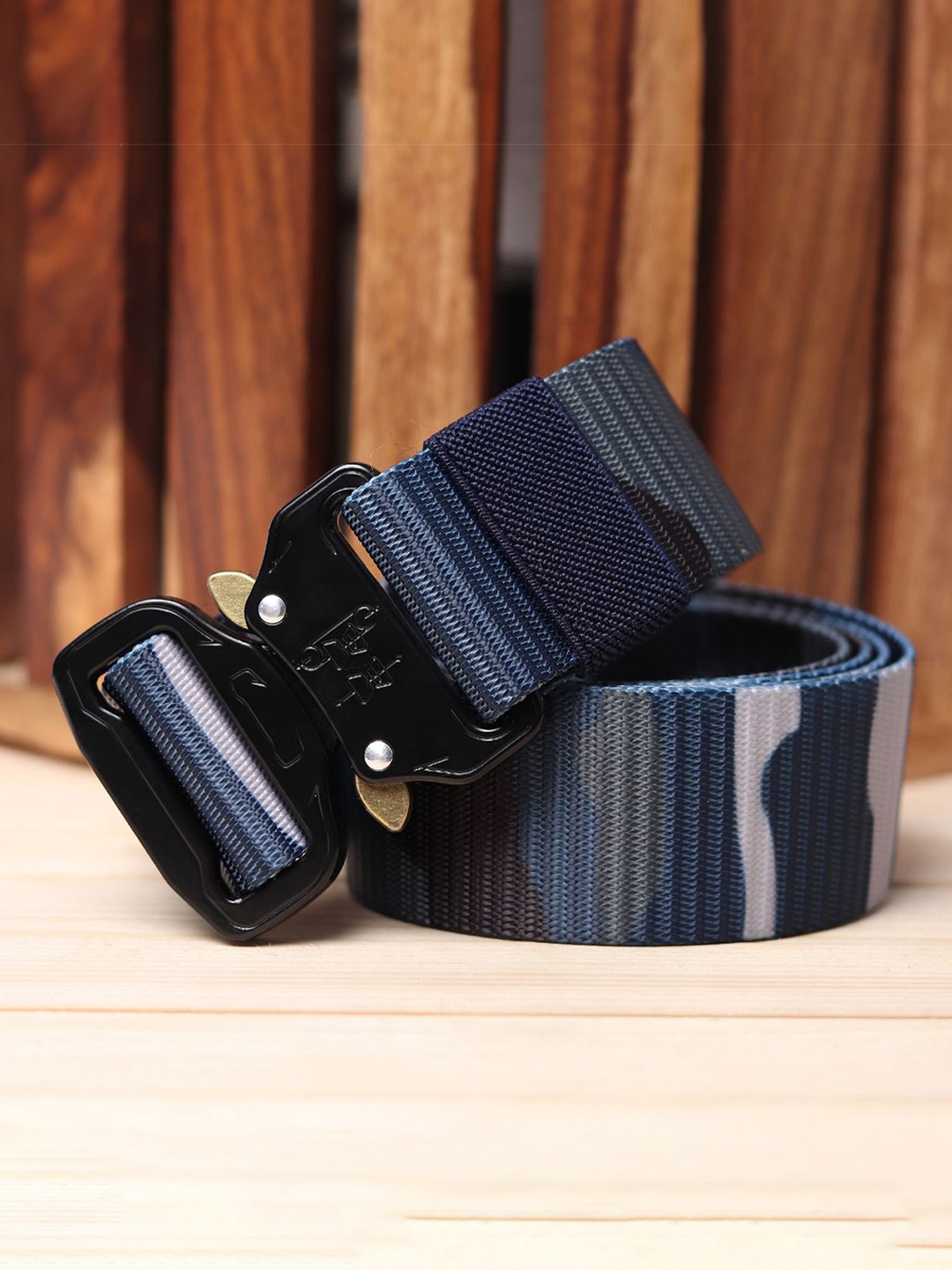 

The Roadster Lifestyle Co. Men Textured Interlock Closure Belt, Blue