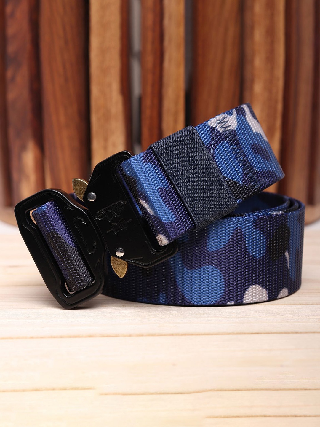 

The Roadster Lifestyle Co. Men Textured Interlock Closure Belt, Blue