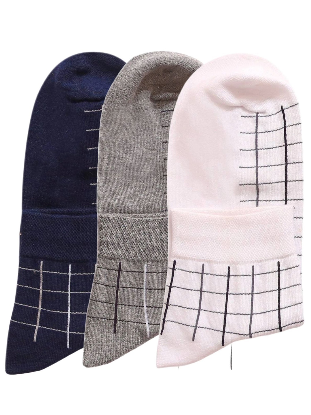 

N2S NEXT2SKIN Men Pack Of 3 Seamless Checked Ankle-Length Socks, Navy blue