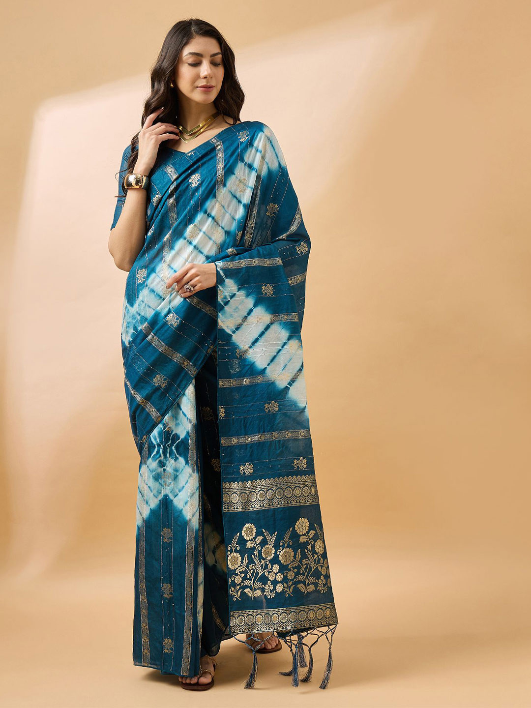 

MAHALASA Woven Design Zari Kanjeevaram Saree, Blue