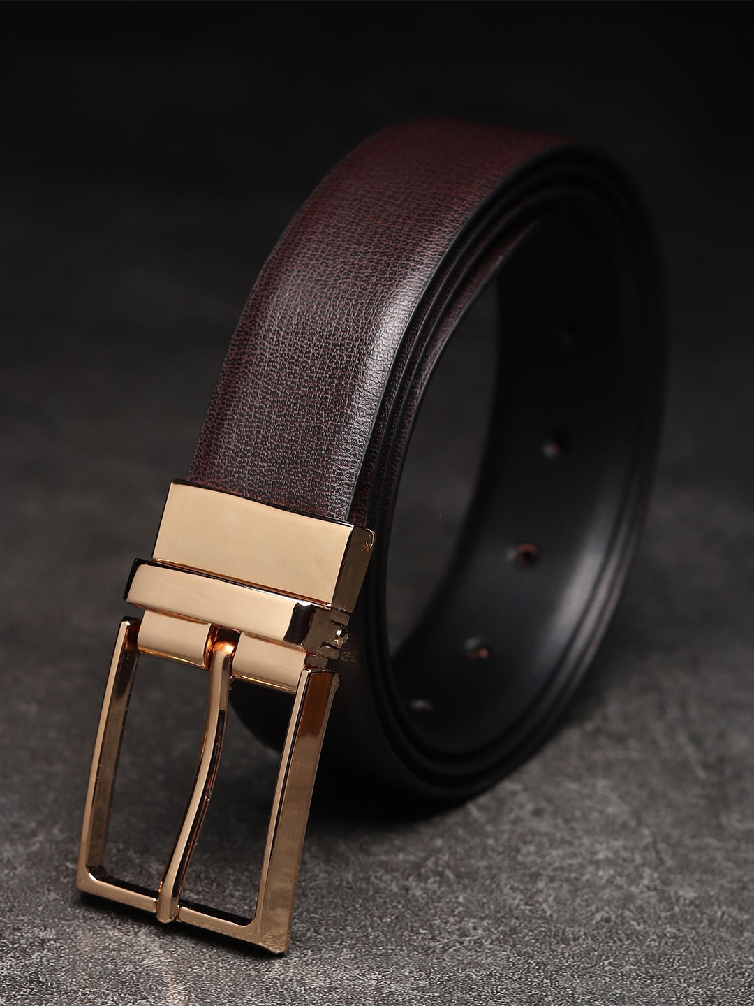 

INVICTUS Men Textured Formal Belt, Brown