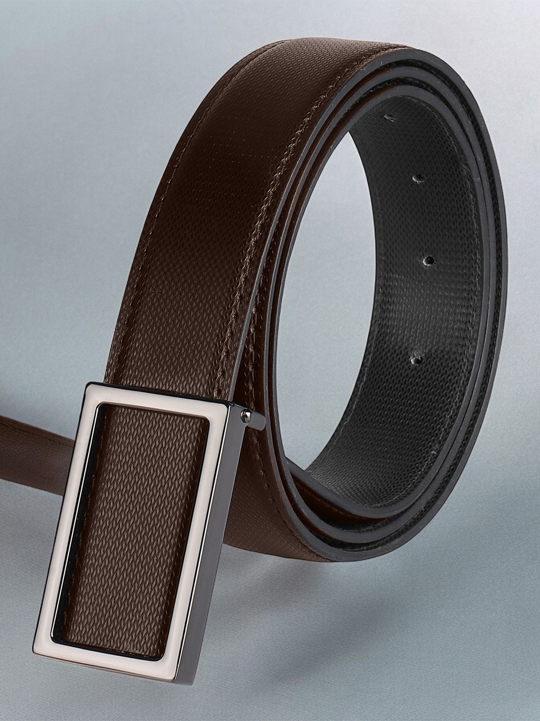 

INVICTUS Men Textured Formal Belt, Brown