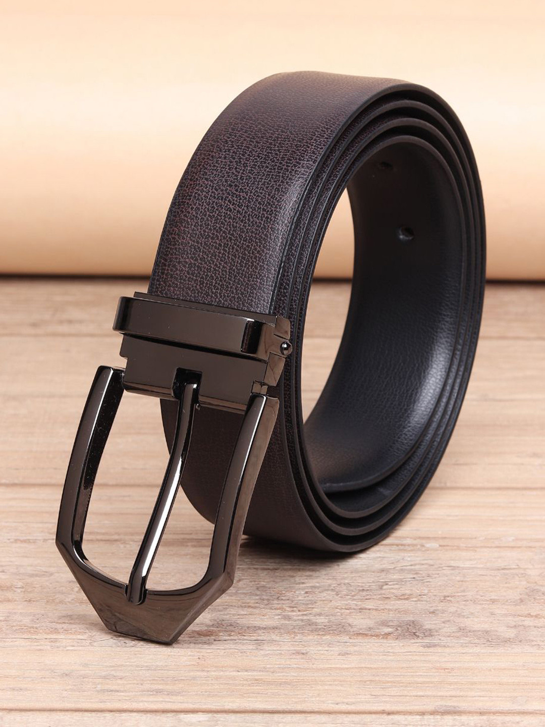 

INVICTUS Men Textured Formal Belt, Brown