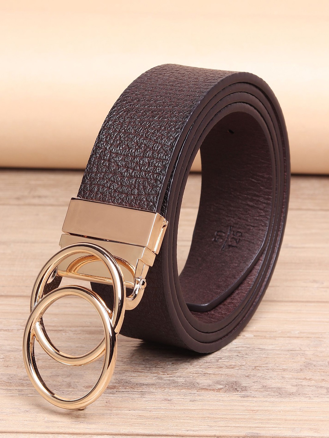 

INVICTUS Men Textured Push Pin Closure Belt, Brown