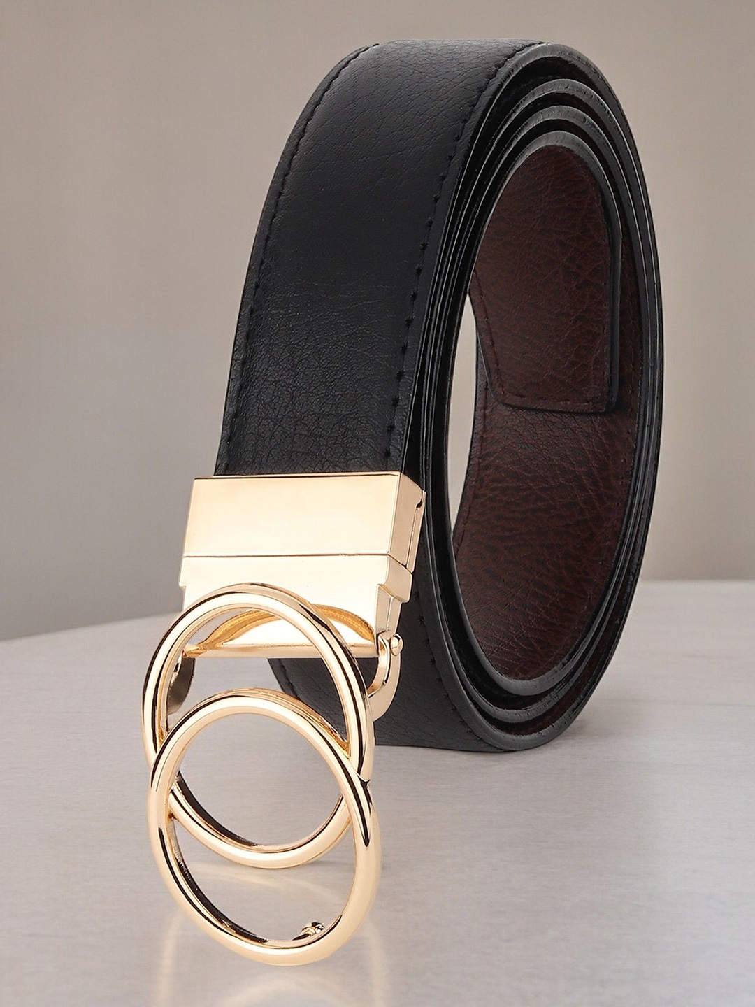 

INVICTUS Men Textured Formal Belt, Black