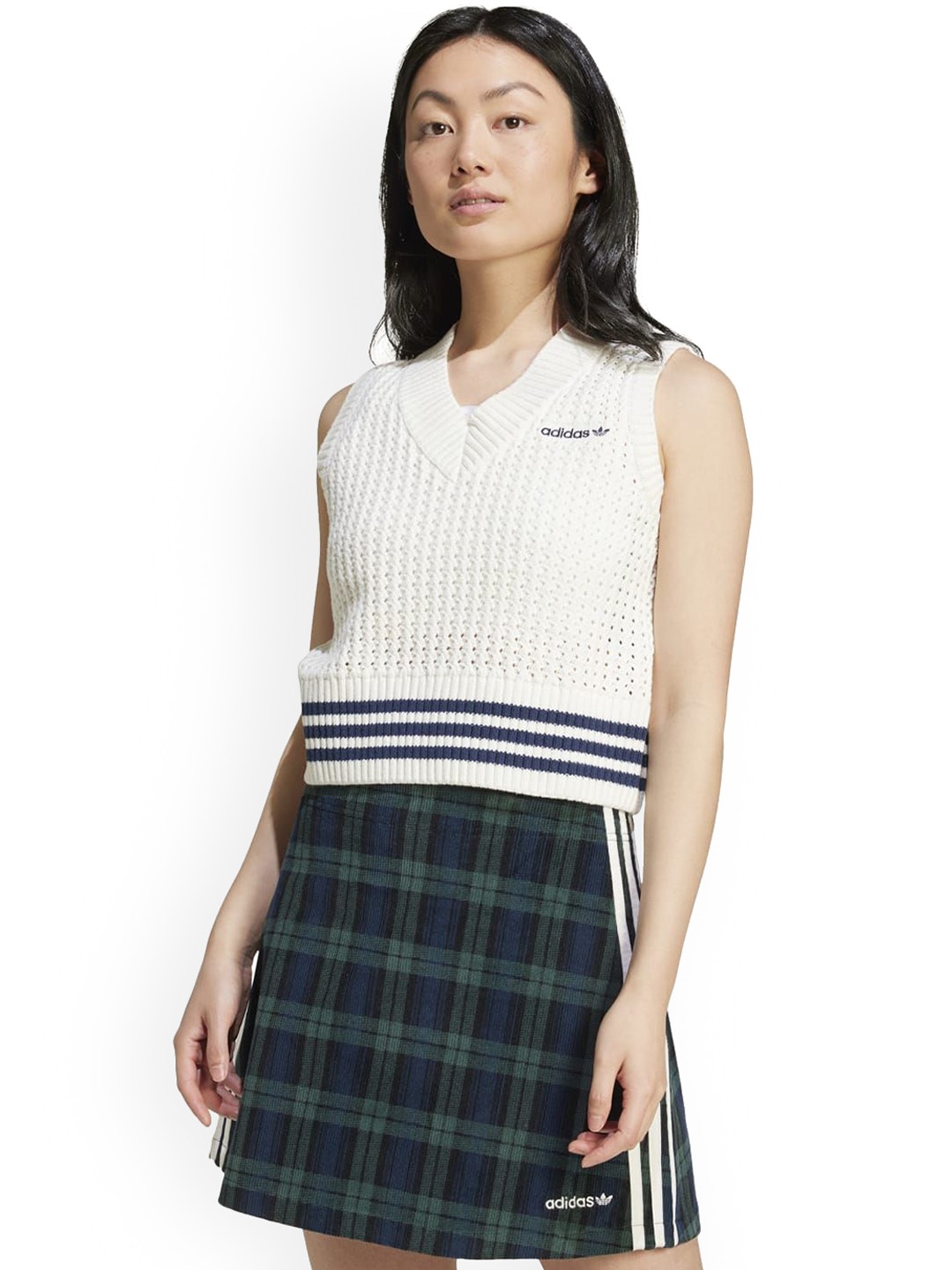 

ADIDAS Originals Women Striped Cotton Quilted Jacket, White