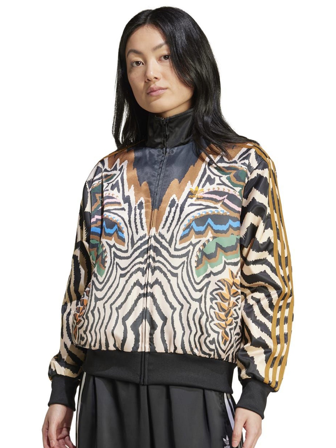 

ADIDAS Originals Print Mandarin Collar Top, Pink