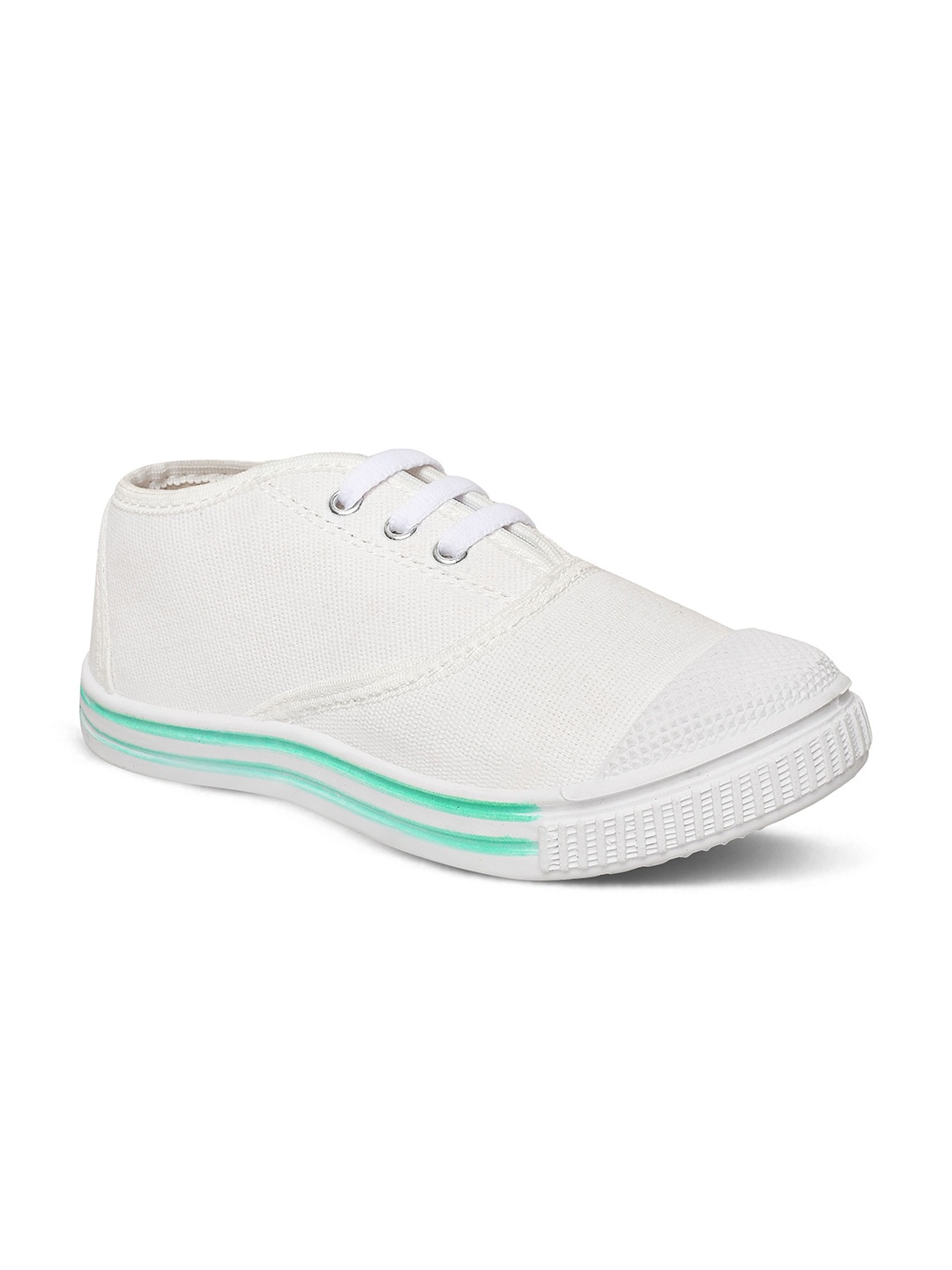 

BAESD Unisex Kids Mesh Solid Lace Ups Non-Marking Canvas Running Shoes, White