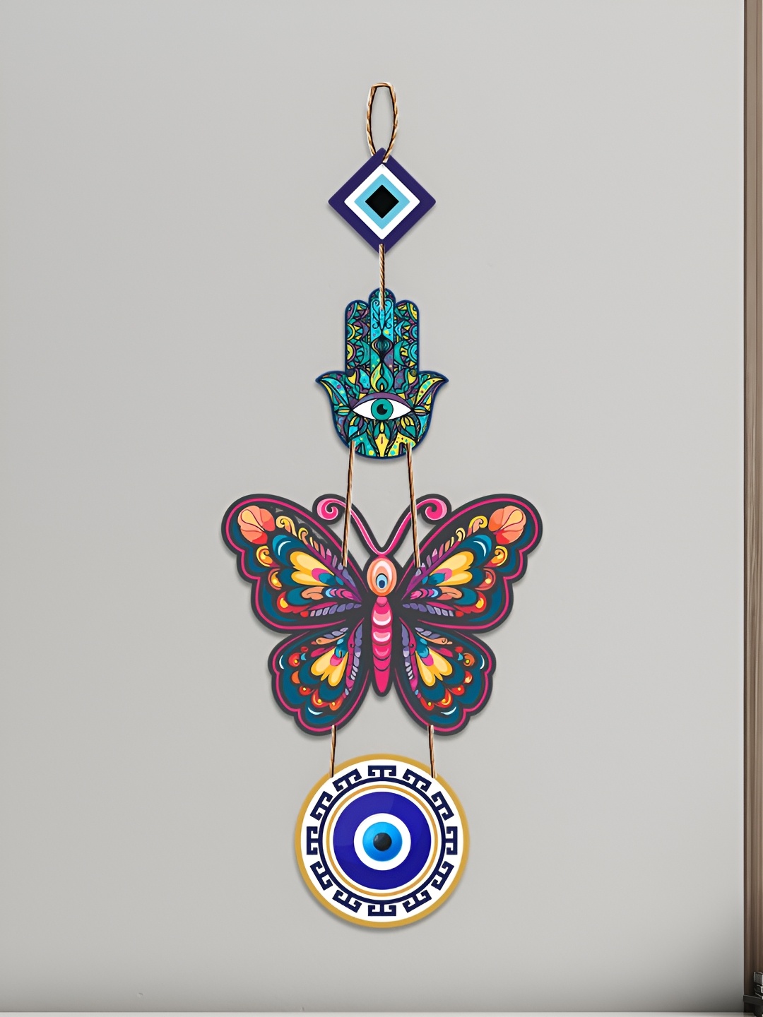 

ArtVibes Pink & Green Butterfly Shaped Wooden Wall Decor Hanging, Blue