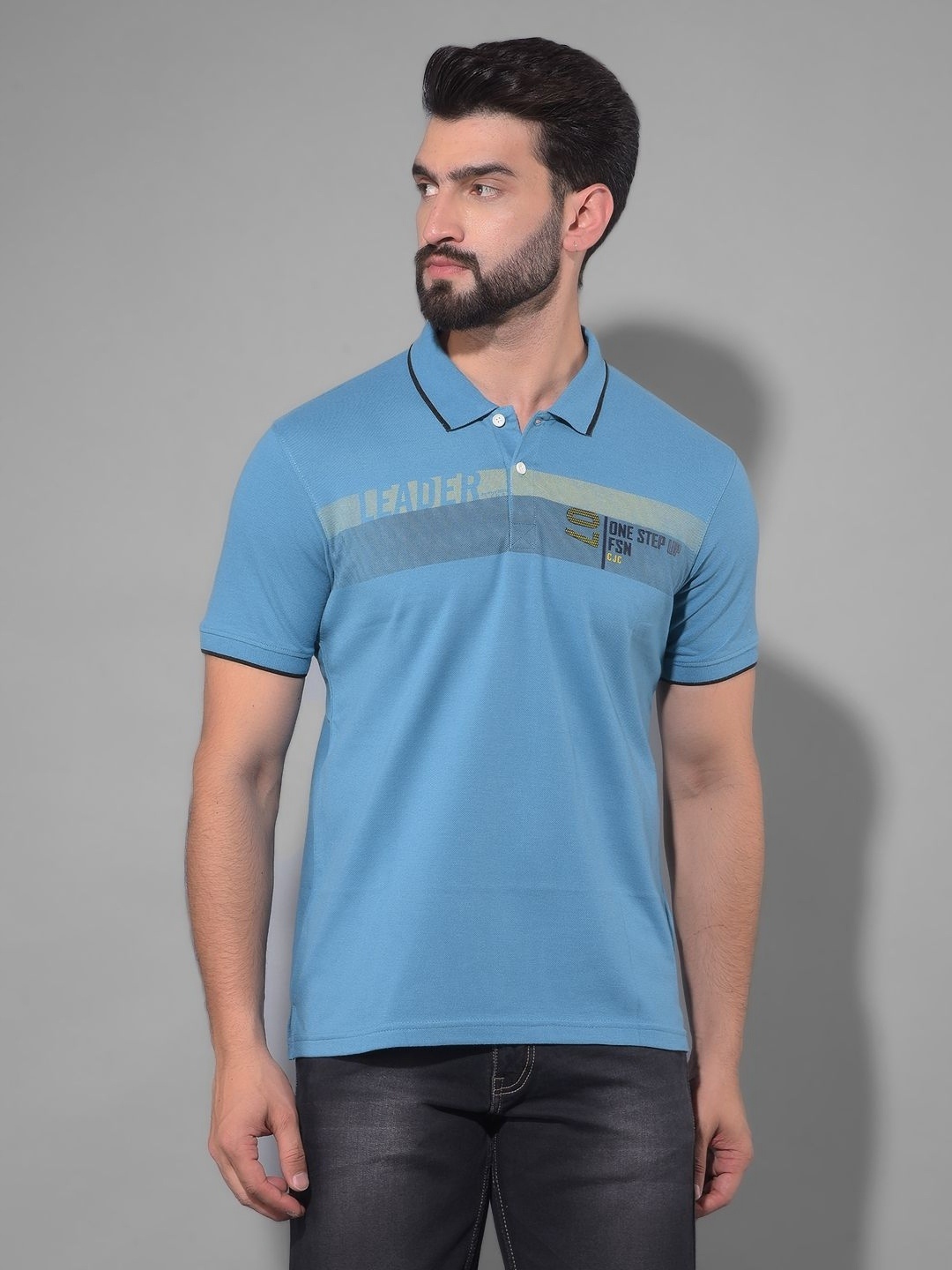 

COBB Men Typography Polo Collar T-shirt, Blue