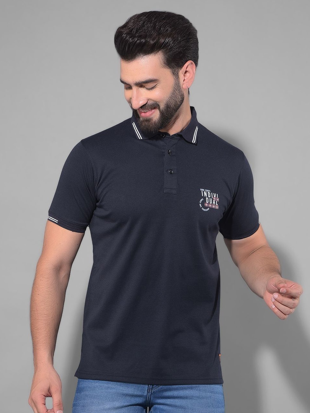 

COBB Men Polo Collar T-shirt, Navy blue