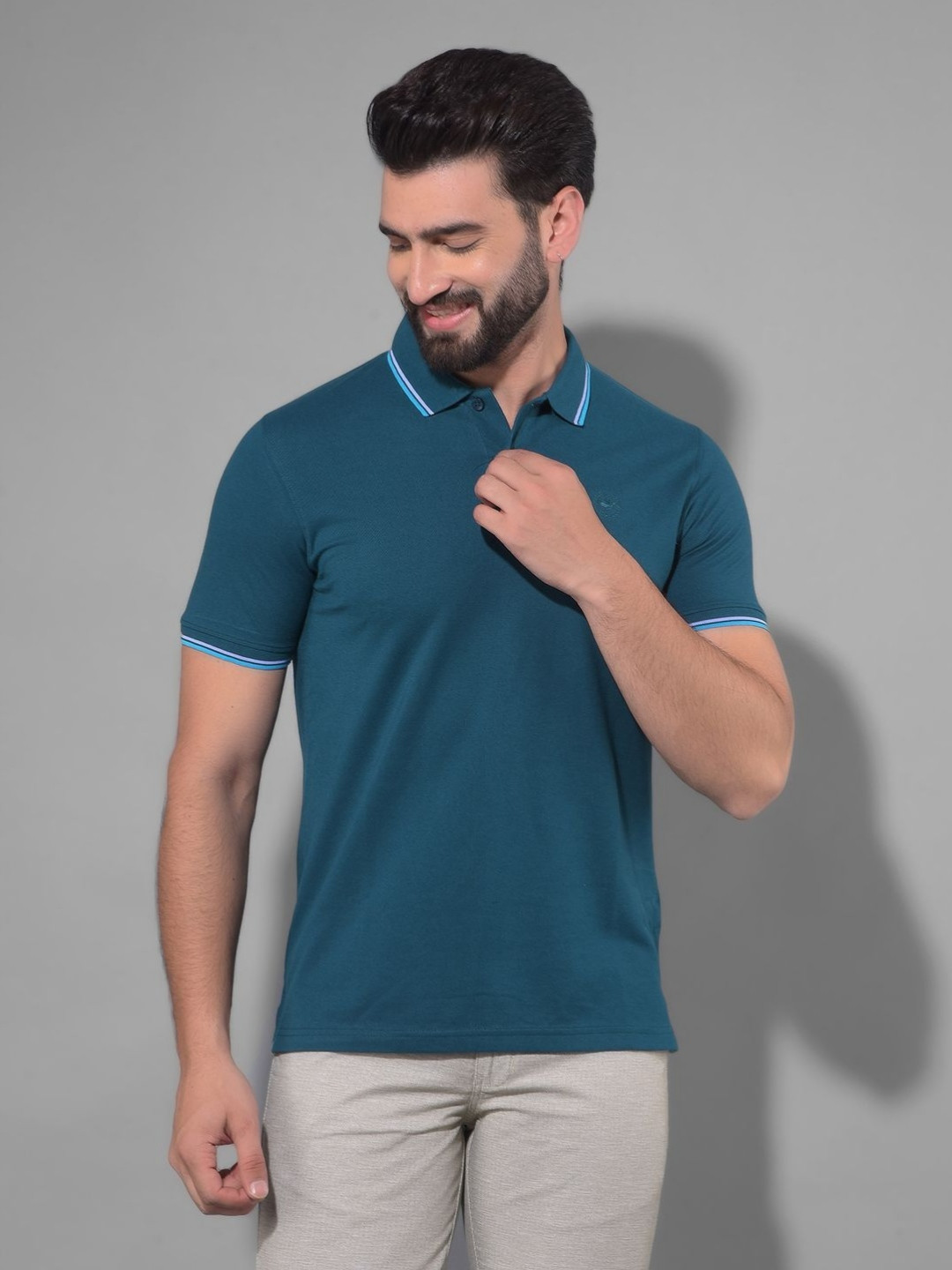 

COBB Men Polo Collar T-shirt, Teal