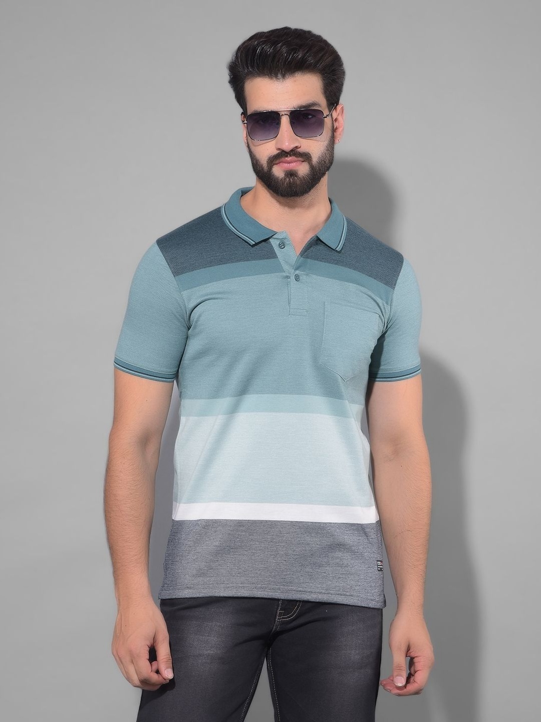 

COBB Men Colourblocked Polo Collar Pockets T-shirt, Green