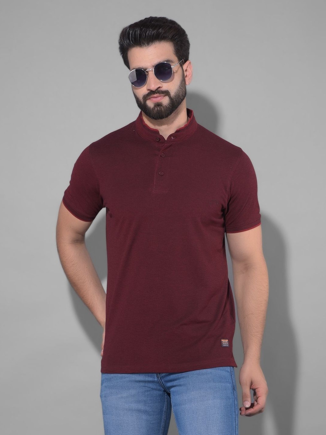 

COBB Men Polo Collar Pockets T-shirt, Burgundy