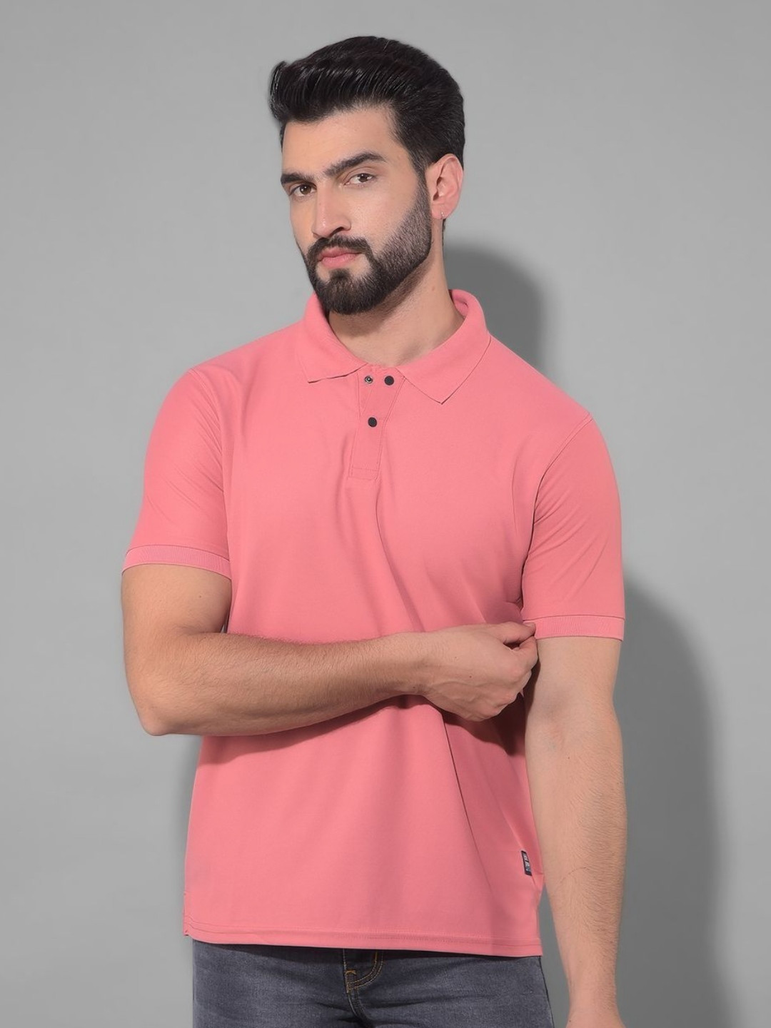 

COBB Men Polo Collar Pockets T-shirt, Pink