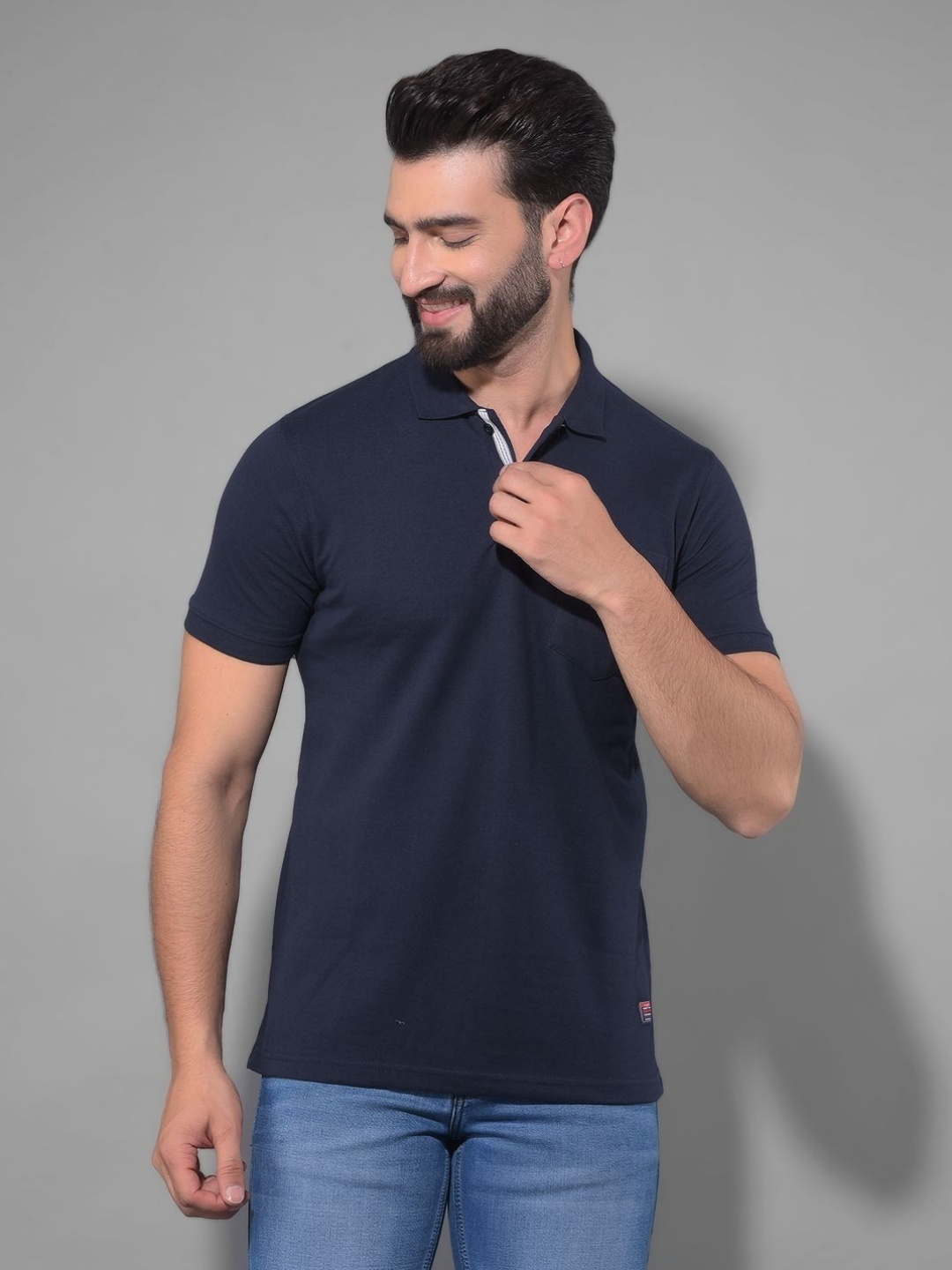 

COBB Men Henley Neck Pockets T-shirt, Navy blue