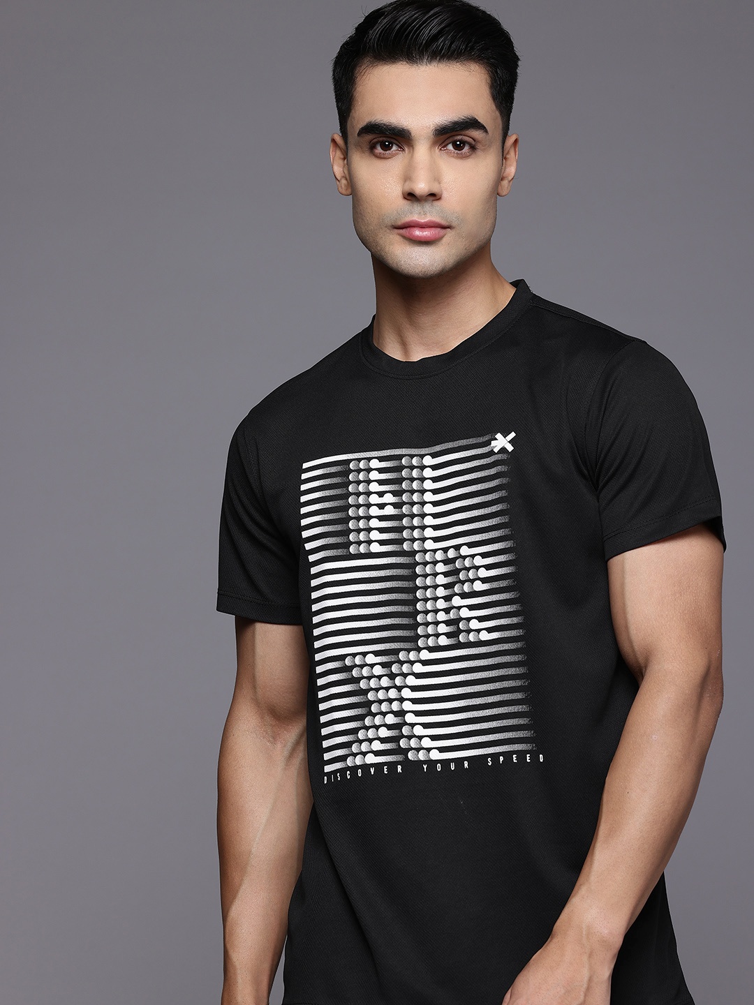 

HRX by Hrithik Roshan Rapid-Dry Running Printed T-shirt, Black