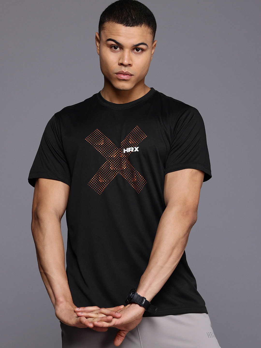 

HRX by Hrithik Roshan Printed Rapid-Dry Training T-shirt, Black