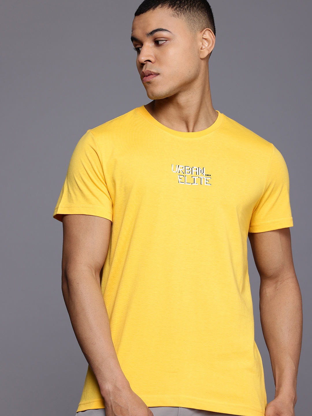 

HRX by Hrithik Roshan Regular-Fit Typography Print T-shirt, Yellow
