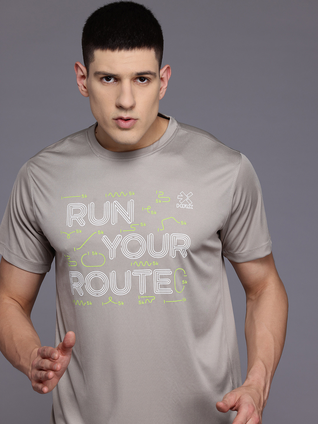 

HRX by Hrithik Roshan Printed Rapid-Dry Running T-shirt, Grey