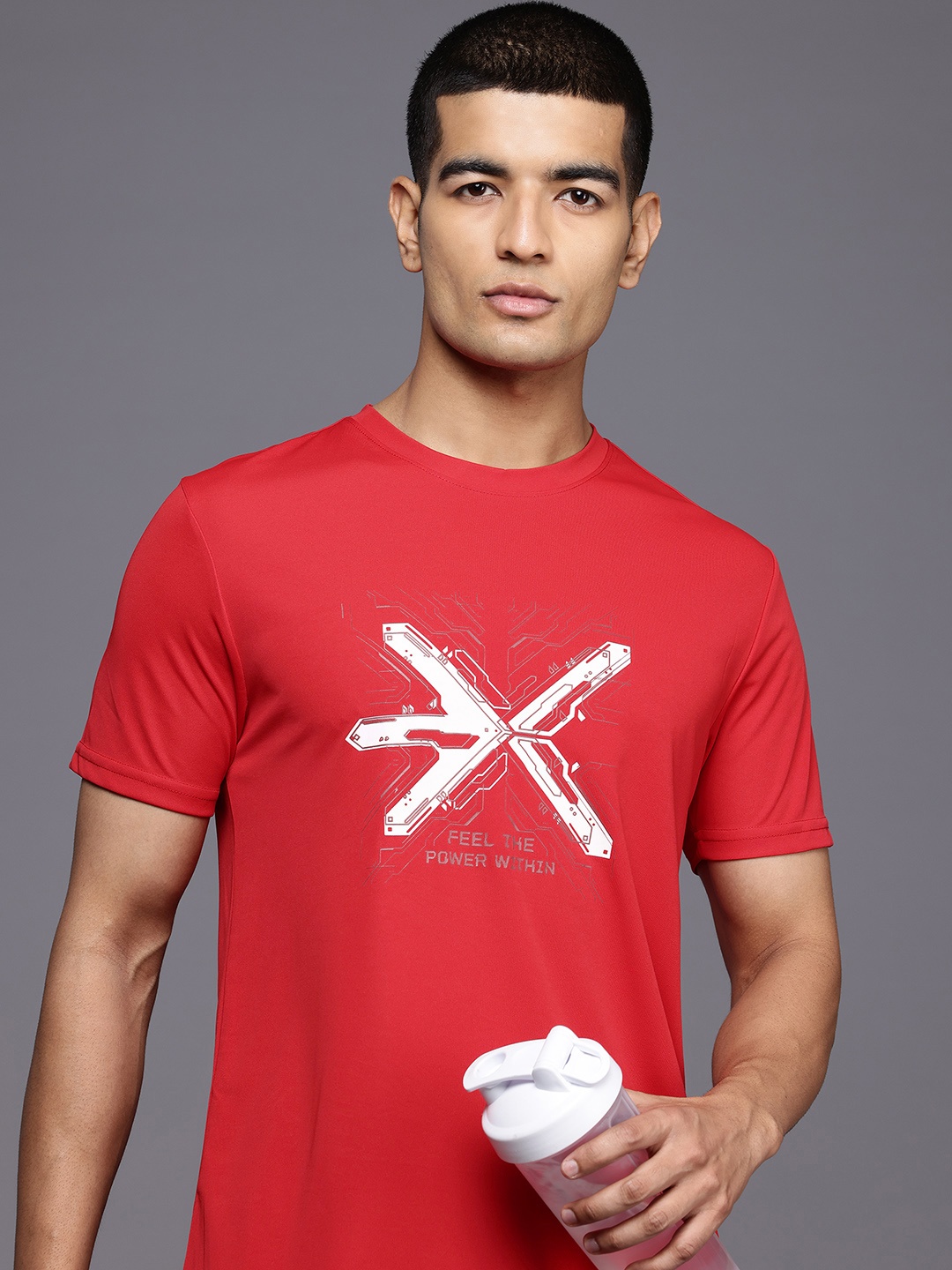 

HRX by Hrithik Roshan Men Brand Logo Printed Training Rapid-Dry T-shirt, Red