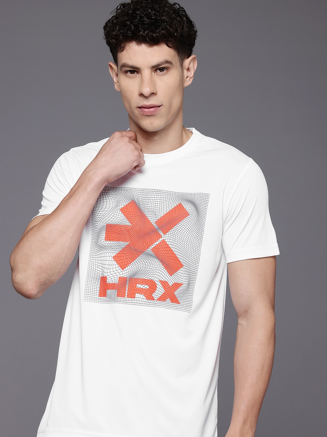 

HRX by Hrithik Roshan Brand Logo Print Rapid-Dry Training T-shirt, White