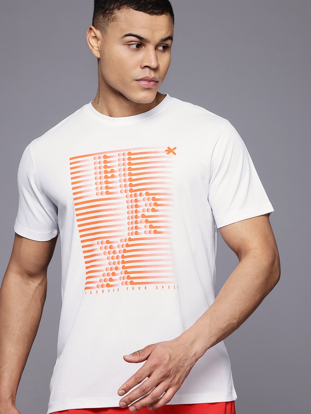 

HRX by Hrithik Roshan Printed Rapid-Dry Running T-shirt, White