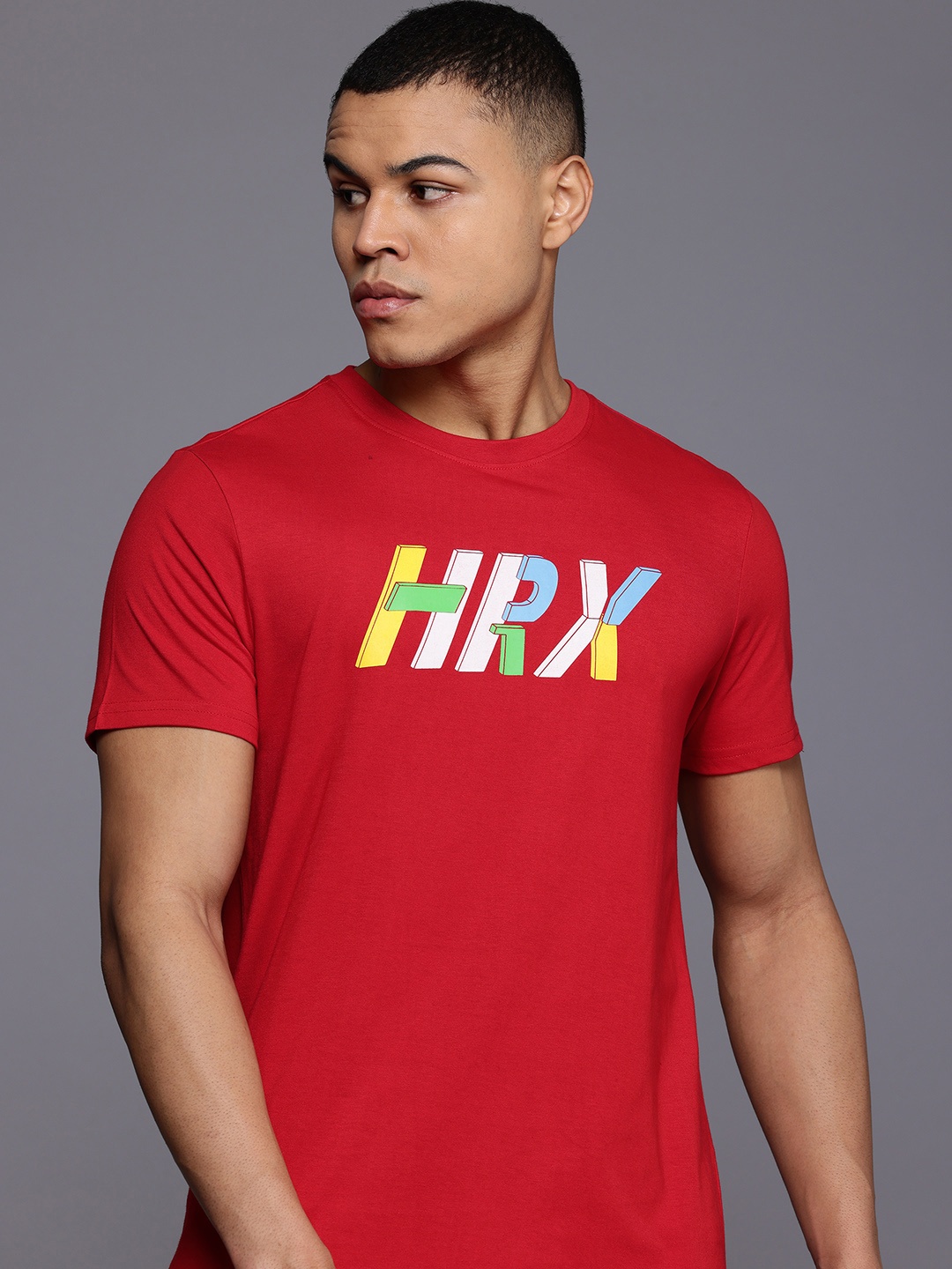 

HRX by Hrithik Roshan Regular-Fit Brand Logo Print T-shirt, Red