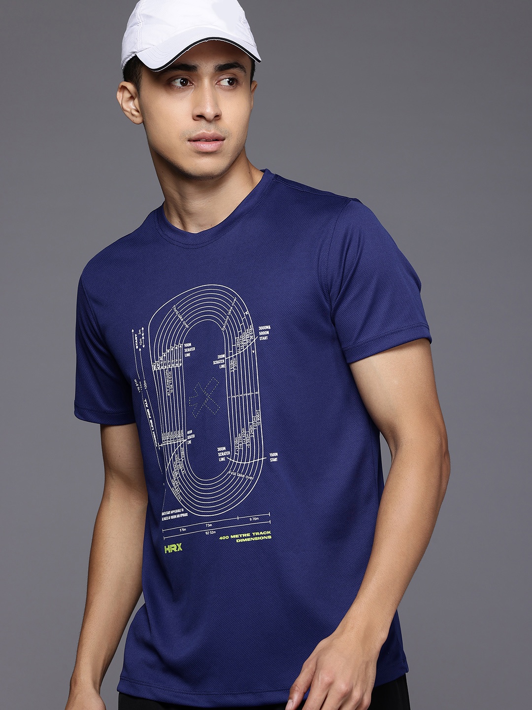 

HRX by Hrithik Roshan Printed Rapid Dry Running T-shirt, Navy blue