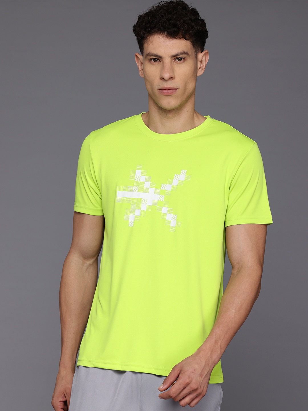 

HRX by Hrithik Roshan Men Printed Rapid-Dry Training T-shirt, Fluorescent green