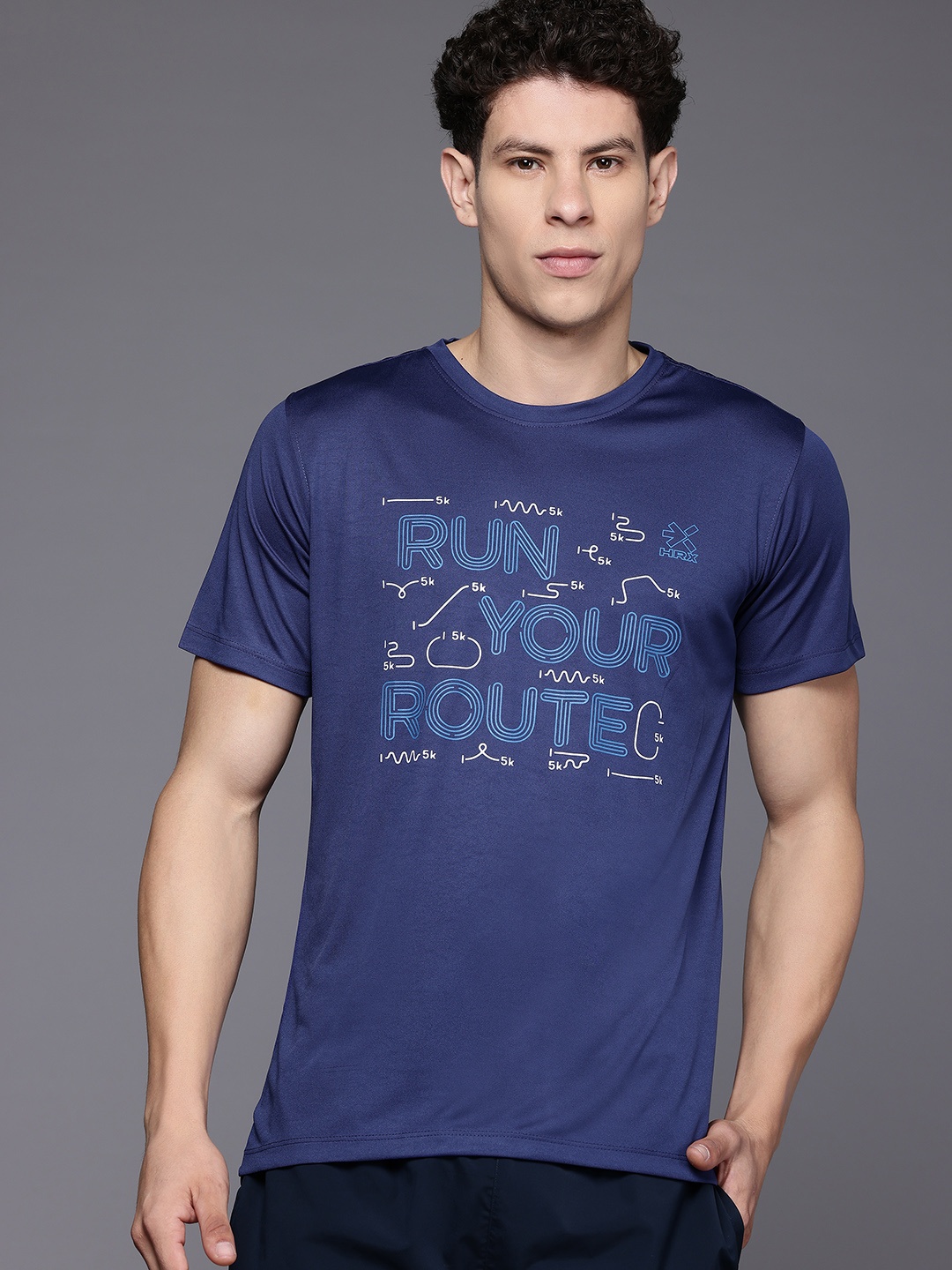 

HRX by Hrithik Roshan Typography Print Rapid-Dry Running T-shirt, Blue