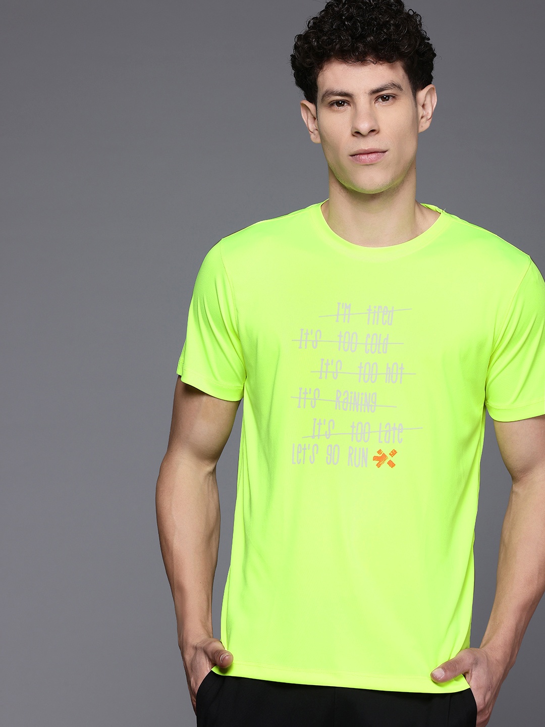 

HRX by Hrithik Roshan Printed Rapid Dry Running T-shirt, Lime green