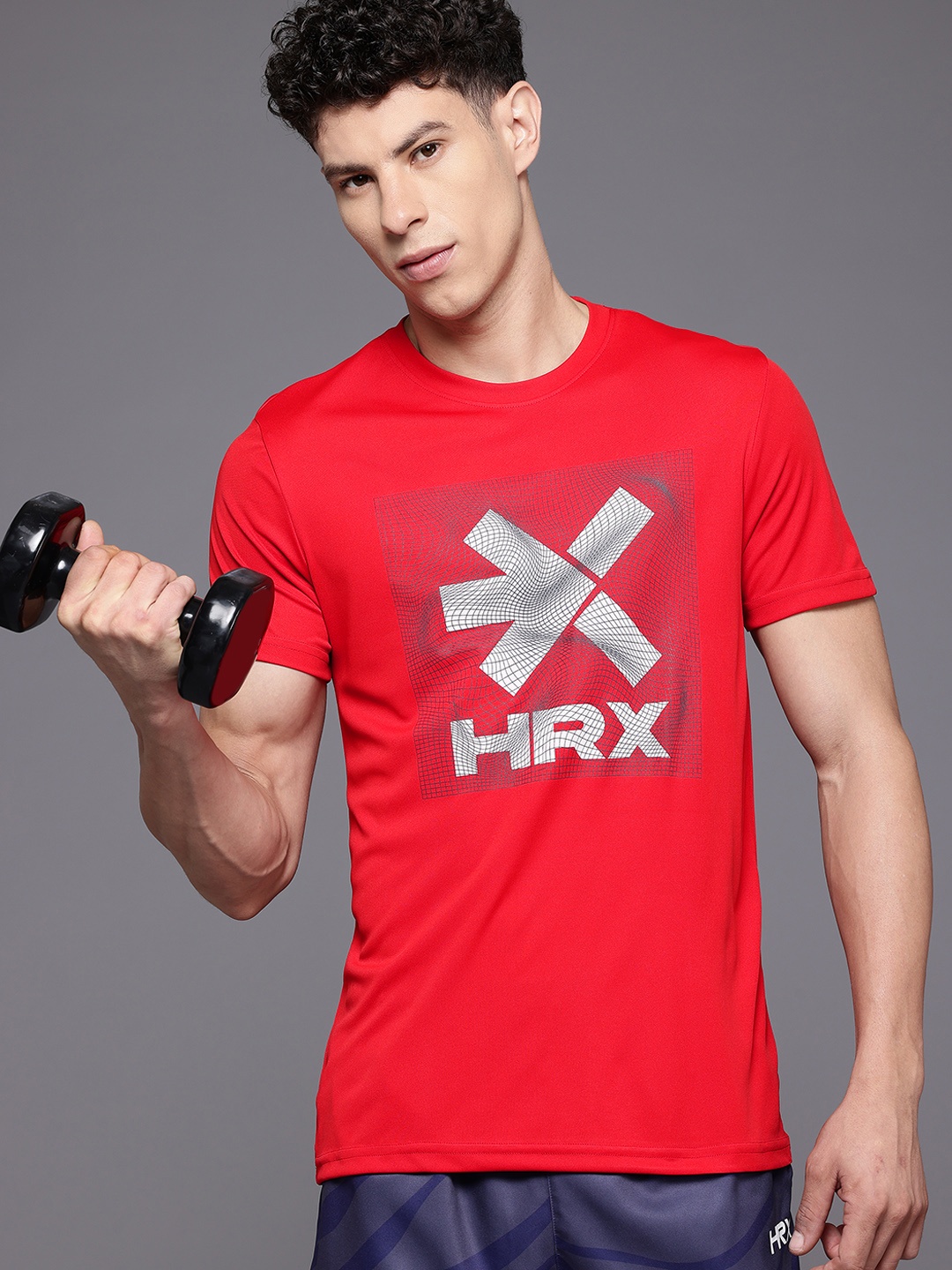 

HRX by Hrithik Roshan Brand Logo Print Rapid-Dry Training T-shirt, Red