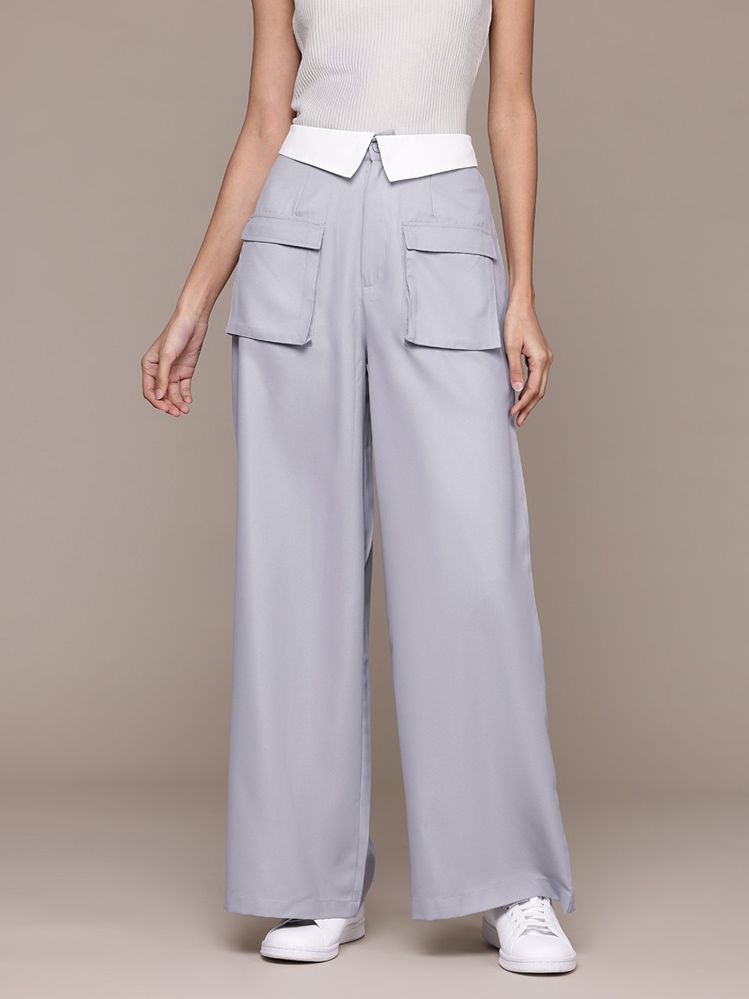 

The Roadster Lifestyle Co. Women Flared-Fit Trousers, Grey