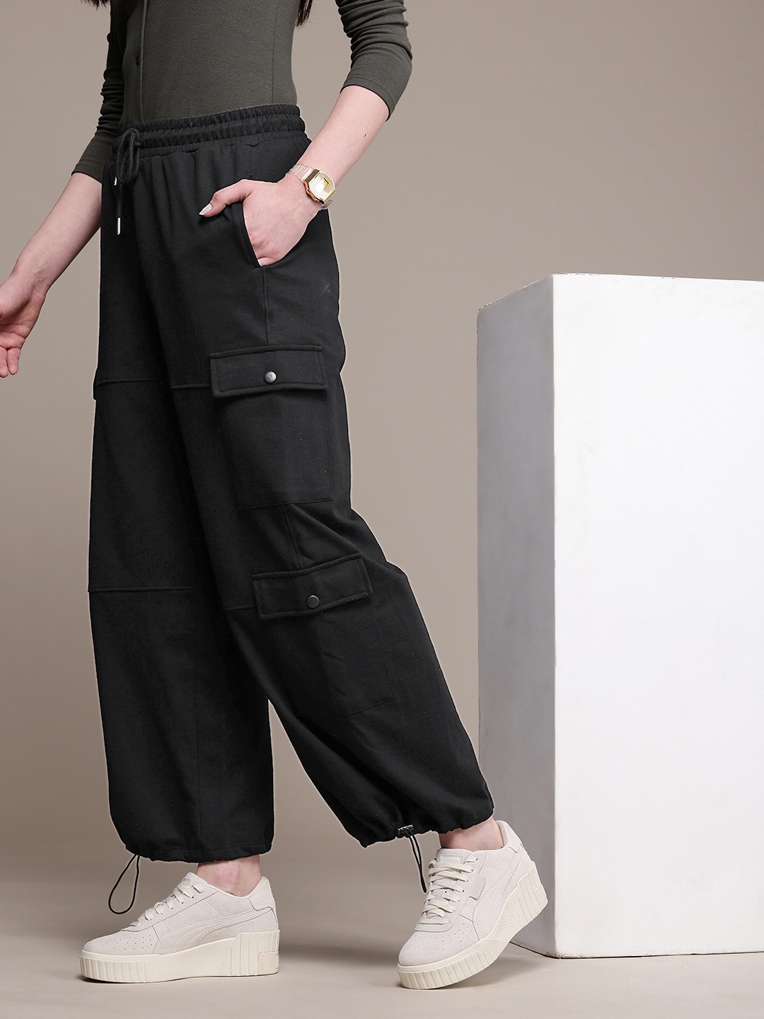 

The Roadster Life Co. Women Relaxed Fit Track Pants, Black