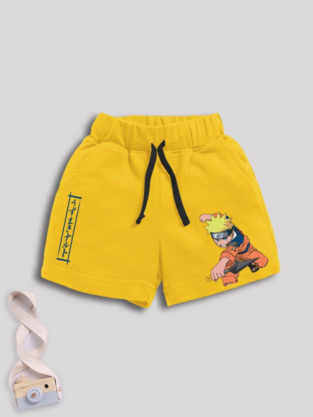 

YK X Minute Mirth Boys Pure Cotton Naruto Printed Shorts, Yellow