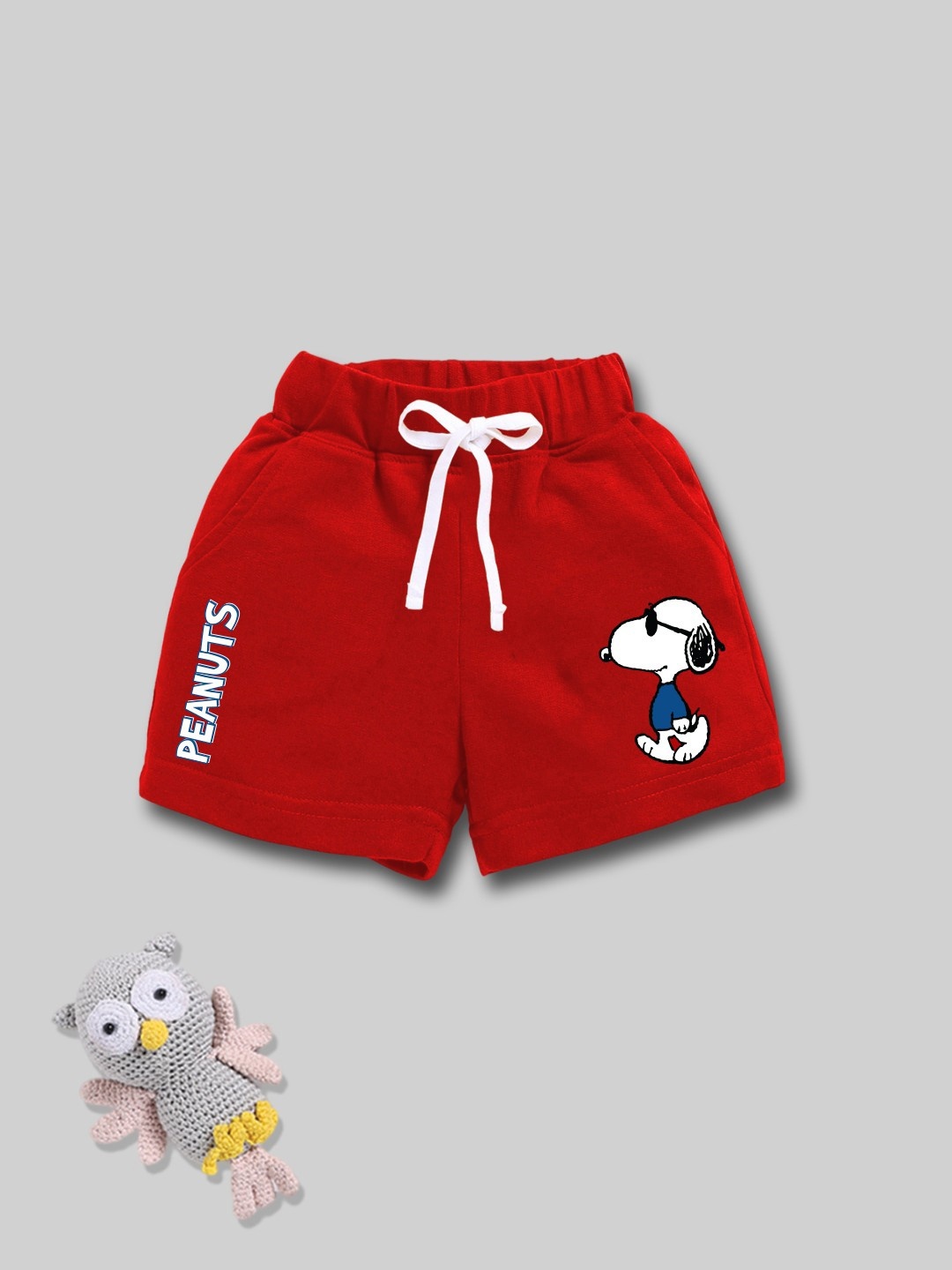 

YK X Minute Mirth Boys Pure Cotton Peanuts Printed Shorts, Red